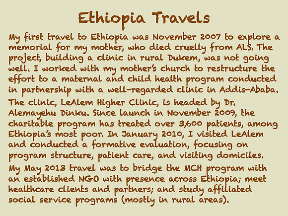 Overview of Jim's work in Ethiopia