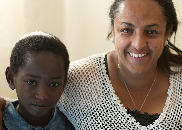Melaku and EHN/LeAlem social worker Almaz Amerga.